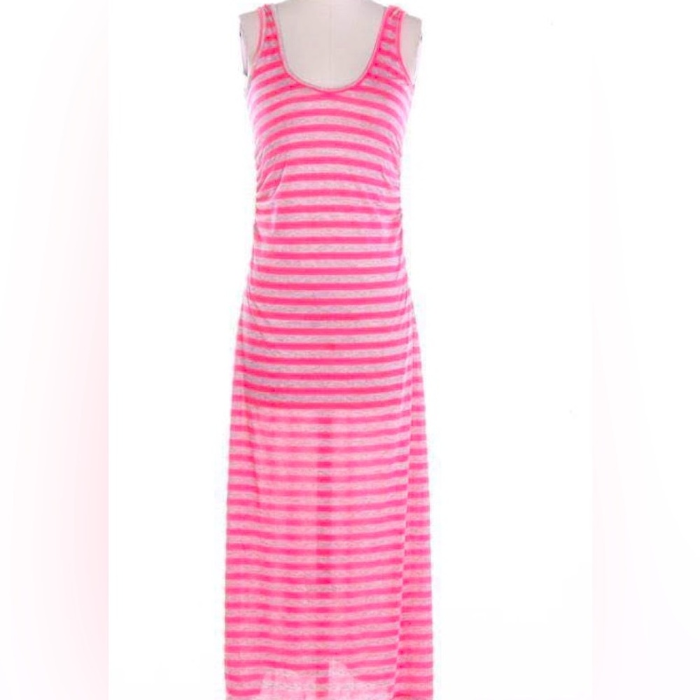 Neon Pink and Gray or neon green and gray Striped Maxi Dress
